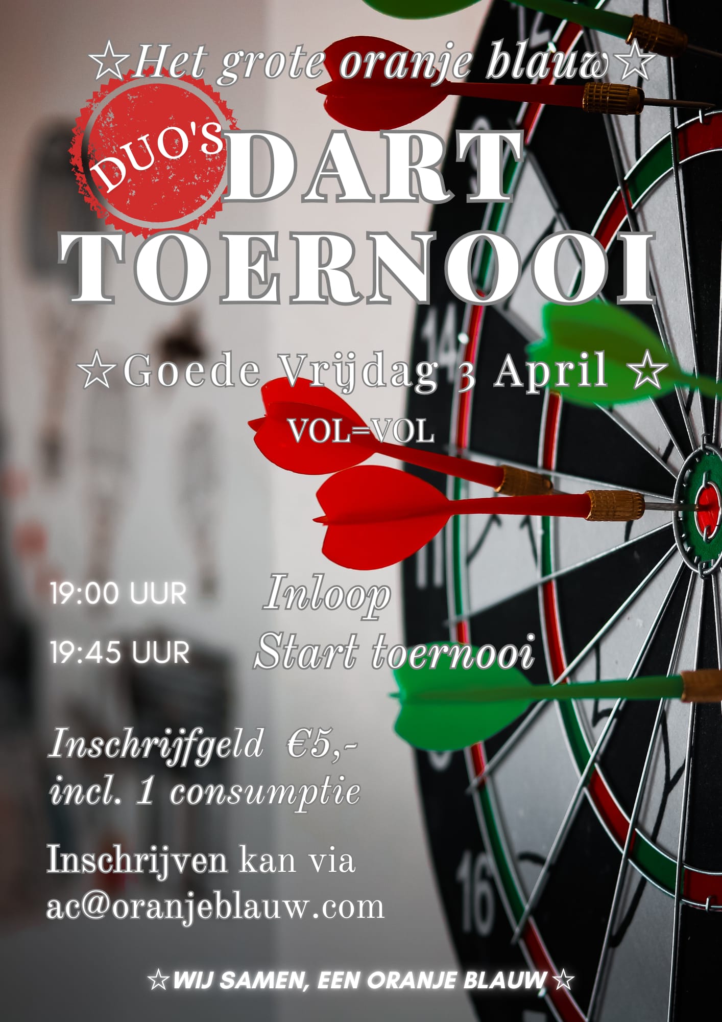 Darttoernooi vrijdag 3 april 2026